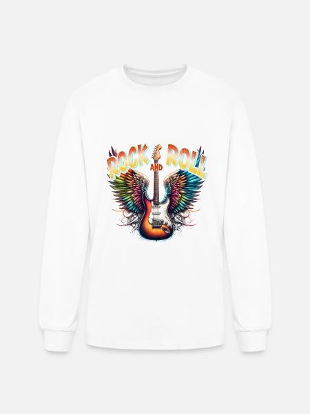 Rock and Roll - Guitar - Men's Long Sleeve T-Shirt - white