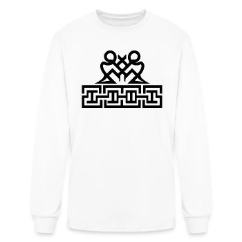 Twin Glyphs and Maze Motif - Men's Long Sleeve T-Shirt - white - Front