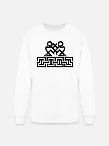 Twin Glyphs and Maze Motif - Men's Long Sleeve T-Shirt - white