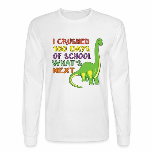 100 Days of School Dinosaur 100th Day Student Kids - Men's Long Sleeve T-Shirt