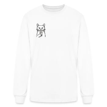 Pixel Cat Pixel Art Tee - Men's Long Sleeve T-Shirt - white - Front
