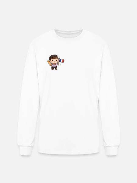 Traditional Frenchman with french flag kawaii - Men's Long Sleeve T-Shirt - white
