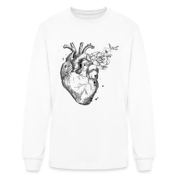 anatomical heart drawing with rose black version - Men's Long Sleeve T-Shirt - white - Front