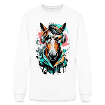 Horse Riding - Cute Horse Head - Equestrian Sports - Men's Long Sleeve T-Shirt - white - Front