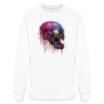 Colorful alien skull - Men's Long Sleeve T-Shirt - white - Front