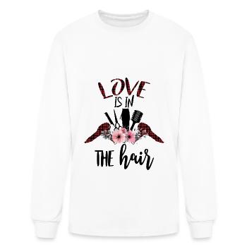 Love Is In The Hair Funy Hair Stylist Sarcastic - Men's Long Sleeve T-Shirt - white - Front