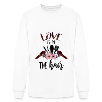 Love Is In The Hair Funy Hair Stylist Sarcastic - Men's Long Sleeve T-Shirt - white - Front
