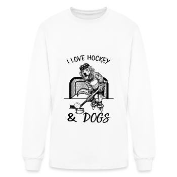 I Love Hockey And Dogs Funny Sarcastic - Men's Long Sleeve T-Shirt - white - Front