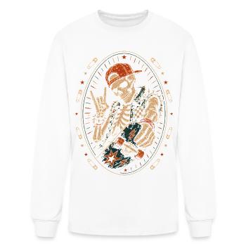 Vintage Skater Skeleton Rock Horns Halloween - Men's Long Sleeve T-Shirt - white - Front