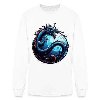 Mystical Blue Dragon Circle Art - Men's Long Sleeve T-Shirt - white - Front