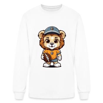 Cute Lion American Football Animal Mascot - Men's Long Sleeve T-Shirt - white - Front