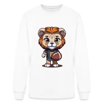 Cute Lion American Football Animal Mascot - Men's Long Sleeve T-Shirt - white - Front
