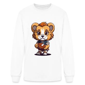 Cute Lion American Football Animal Mascot - Men's Long Sleeve T-Shirt - white - Front
