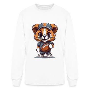 Cute Lion American Football Animal Mascot - Men's Long Sleeve T-Shirt - white - Front