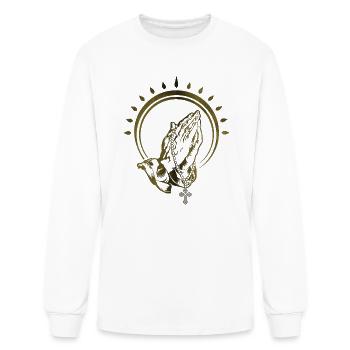 Jesus Christ Praying Hands - Men's Long Sleeve T-Shirt - white - Front