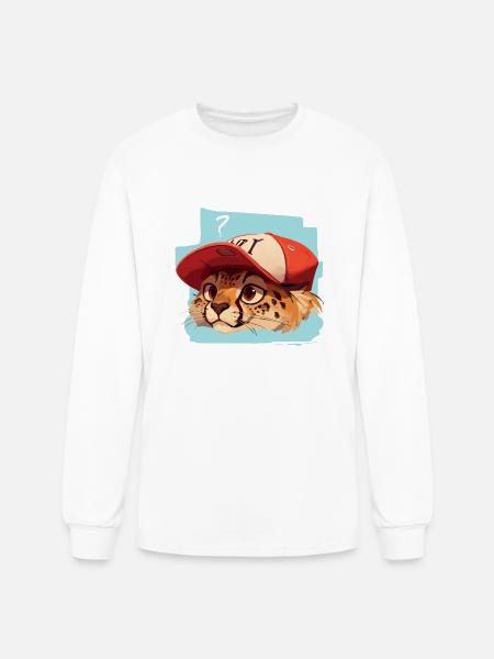 Surprised Cheetah - Men's Long Sleeve T-Shirt - white