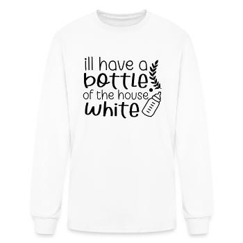 House White Wine Bottle Illustration Print - Men's Long Sleeve T-Shirt - white - Front