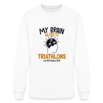 My Brain is 95% Triathlons Triathlete Training - Men's Long Sleeve T-Shirt - white - Front