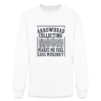 Makes Me Feel Less Murdery Flint Rocks Arrowhead - Men's Long Sleeve T-Shirt - white - Front