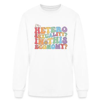Groovy Hetero Heterosexuality In This Economy LGBT - Men's Long Sleeve T-Shirt - white - Front