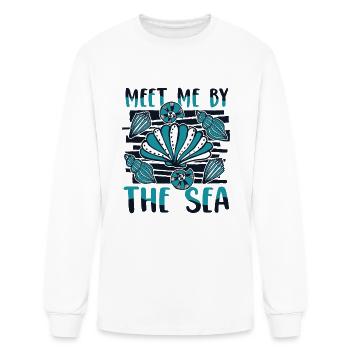 Rencontrez-moi près de la mer coquillage sac coquillage coquillage - T-shirt à manches longues Homme - blanc - Devant