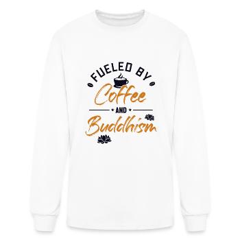 Fueled by Coffee and Buddhism Buddhist Statue - Men's Long Sleeve T-Shirt - white - Front