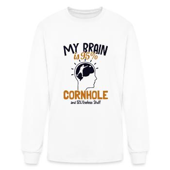 My Brain is 95% Cornhole Boards Bean Bag Game - Men's Long Sleeve T-Shirt - white - Front