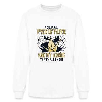 A Squared Piece Of Paper Paper Crane Folding Owl - Men's Long Sleeve T-Shirt - white - Front