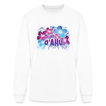 Oahu Hawaii Hibiscus Flower - Tropical Island Beau - Men's Long Sleeve T-Shirt - white - Front