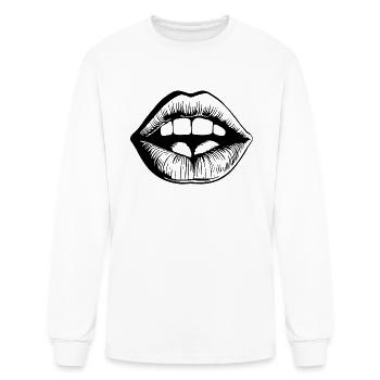 Lips Kissing Mouth Smooch - Men's Long Sleeve T-Shirt - white - Front