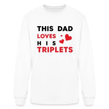 Ce père aime ses triplés - T-shirt à manches longues Homme - blanc - Devant
