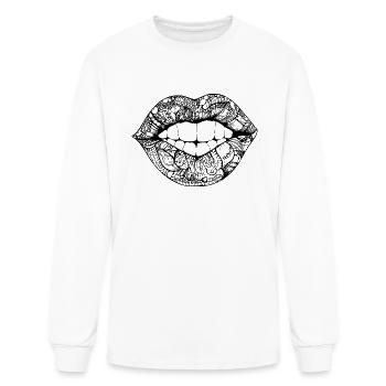 Lips Kissing Mouth Smooch - Men's Long Sleeve T-Shirt - white - Front