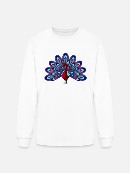 Peacock Burgundy - Men's Long Sleeve T-Shirt - white