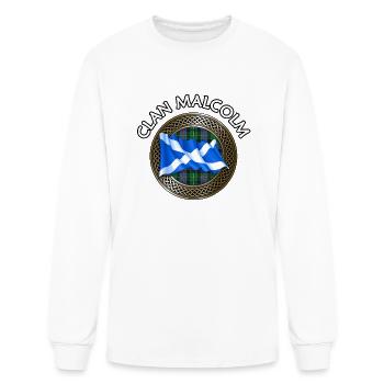 Clan Malcolm Tartan Nœud et drapeau - T-shirt à manches longues Homme - blanc - Devant