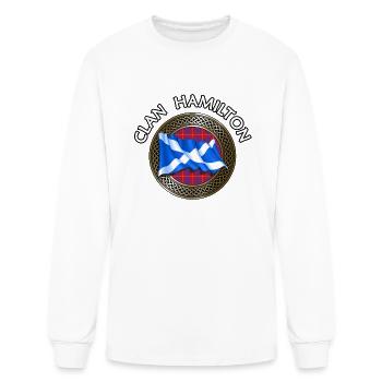 Nœud et drapeau en tartan du clan Hamilton - T-shirt à manches longues Homme - blanc - Devant