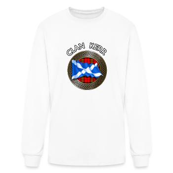 Nœud et drapeau du tartan du clan Kerr - T-shirt à manches longues Homme - blanc - Devant