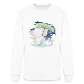 Elephant And Rabbit Shelter Rain Play With Rain - Men's Long Sleeve T-Shirt - white - Front