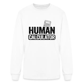 Human Calculator Back To School Funny Math Teacher - Men's Long Sleeve T-Shirt - white - Front