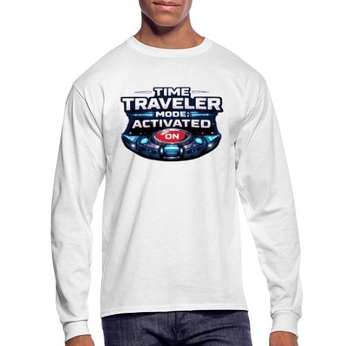 Time Traveler Mode – Futuristic Neon Sci-Fi Tee - Men's Long Sleeve T-Shirt