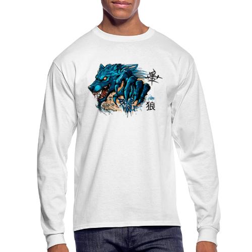 Blue Wolf Graffiti Street Art - Men's Long Sleeve T-Shirt