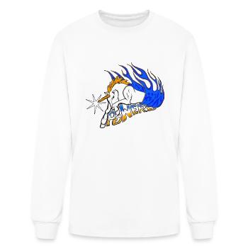 Power Licorne avec des flammes - T-shirt à manches longues Homme - blanc - Devant