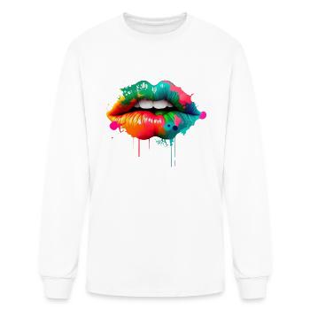 Color Splash Rainbow Lips - Men's Long Sleeve T-Shirt - white - Front
