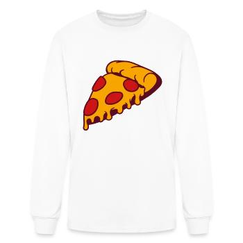 cheese dripping salami pizza delicious food hunger - Men's Long Sleeve T-Shirt - white - Front