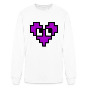 Purple Pixel Heart - Men's Long Sleeve T-Shirt - white - Front