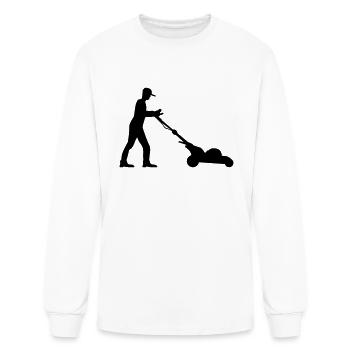 man cutting grass - Men's Long Sleeve T-Shirt - white - Front