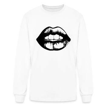 Lips Kissing Mouth Smooch - Men's Long Sleeve T-Shirt - white - Front