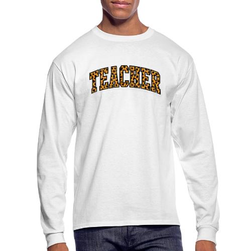 Leopard Print Teacher Typography - Men's Long Sleeve T-Shirt