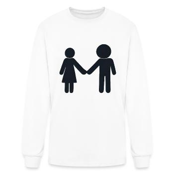 A person holding hands with another person. - Men's Long Sleeve T-Shirt - white - Front