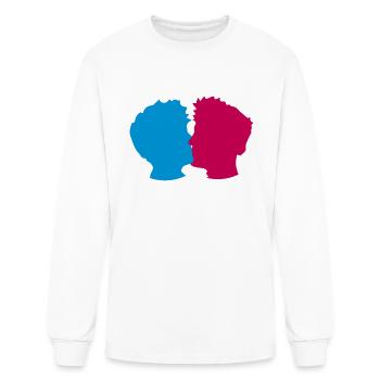 kissing smooching gay in love 2 friends brothers l - Men's Long Sleeve T-Shirt - white - Front
