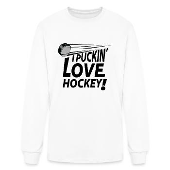 I Puckin Love Hockey - Men's Long Sleeve T-Shirt - white - Front